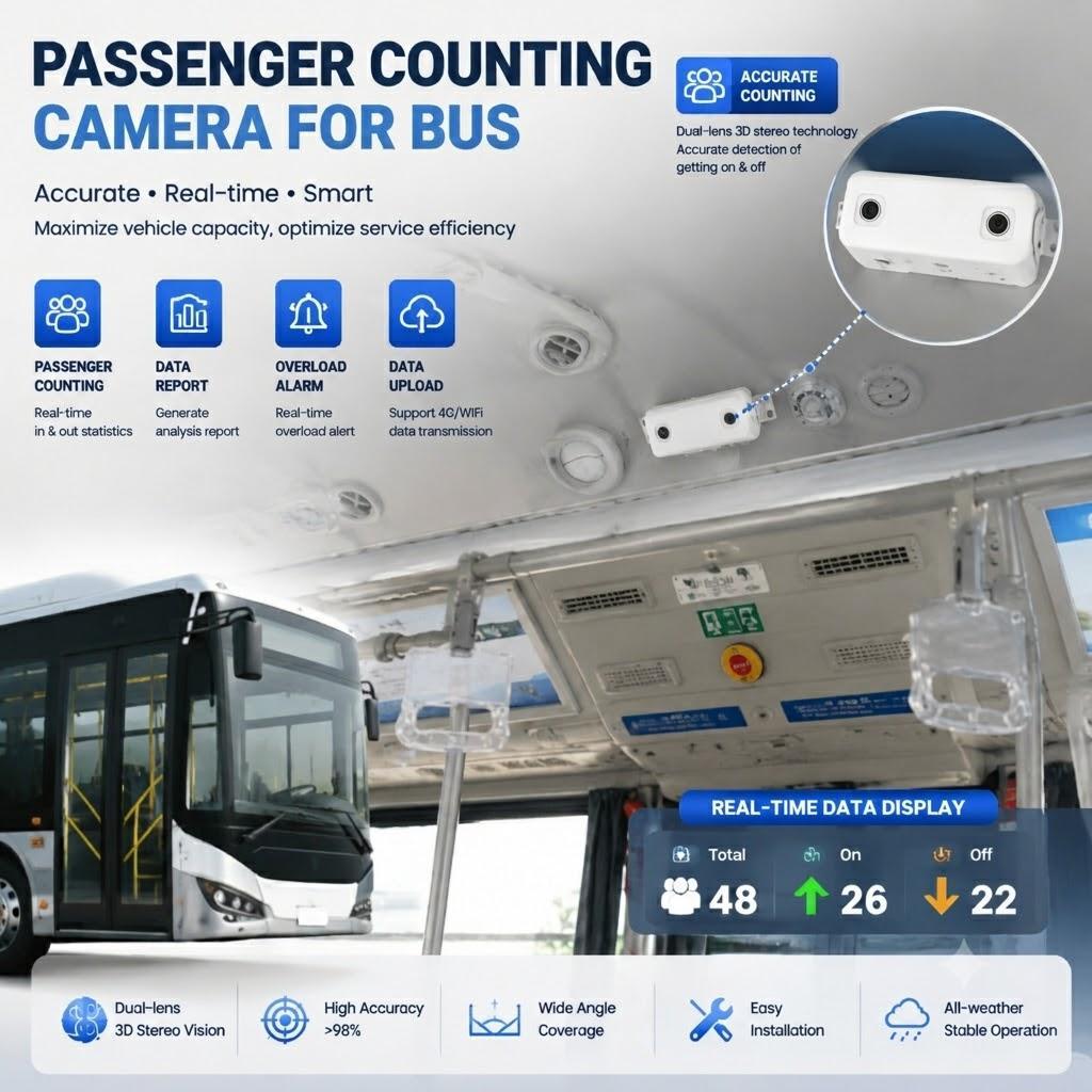 4G WIFI Bus Passenger Counting System With Real-Time Counting and 98% Accuracy MDVR
