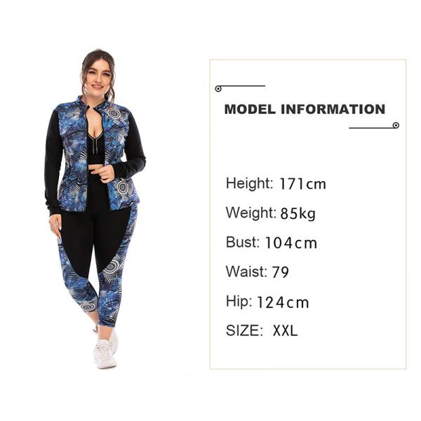 Stand Collar Plus Size 3 Piece Yoga Sets Side Pocket Squat Proof Womens Gym Set