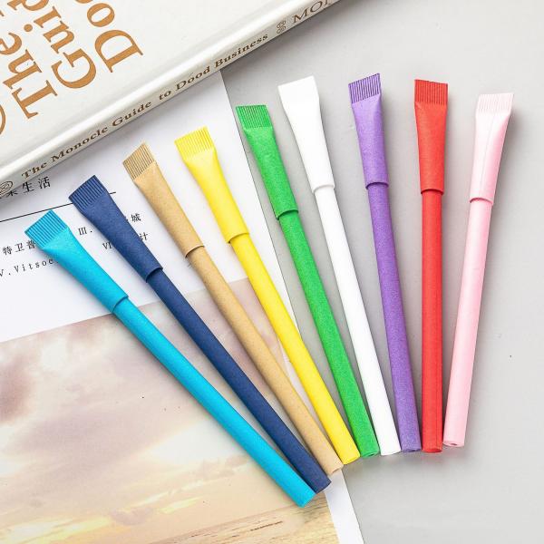 Colorful Paper Tube Creative Ball Pen Eco Friendly School Office Ball Pen Custom Logo