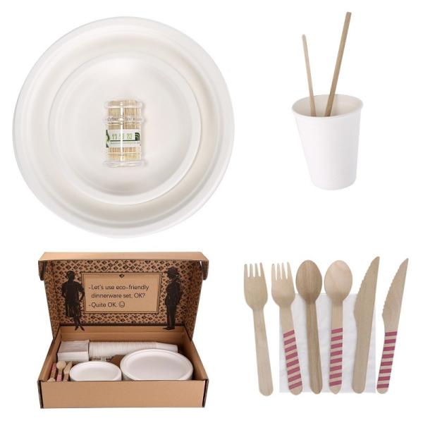 Eco Sustainable Compostable Disposable Plates Cutlery Disposable Take Out Food Containers