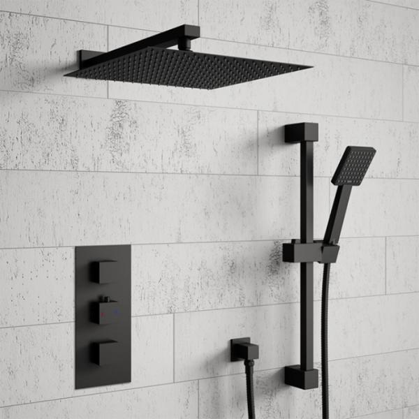 Matt Black Concealed Valve Showers Concealed Thermostatic Mixer Shower Two Outlets