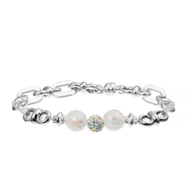 Lady Zircon Metal Bar Bracelet Handmade Sparkle Silver Color With Spring