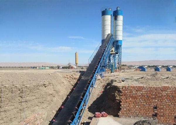 120M3 Portable Concrete Batching Plant With Belt Transportation Cement Mixer