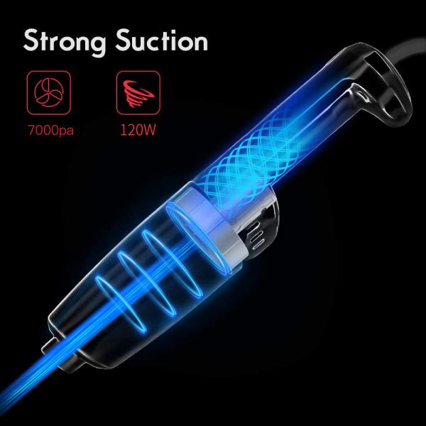 YANTU V01 Black High Power Portable Wireless 120W Cordless Handheld Car Vacuum Cleaner