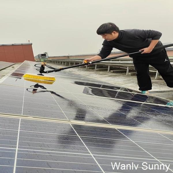 3.5m Aluminum Alloy Telescopic Pole Electric Single-Head Rotary Brush for Solar Panel Cleaning