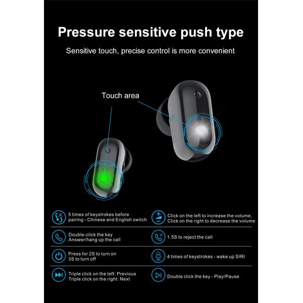 Los auriculares de botón 2 en 1 pulsera impermeable de Smartwatch de los deportes juntan aptitud de la presión arterial X5