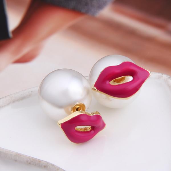 Sexy lips pearl earrings small jewelry