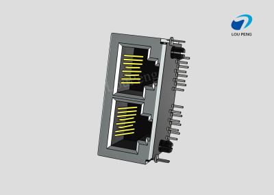 RJ45 2-port jack Cat.5 THT angled