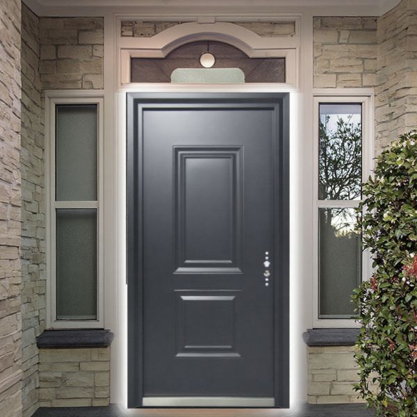 Residential Exterior Iron Entry Doors Visible Invisible Hinges Single Entry Door