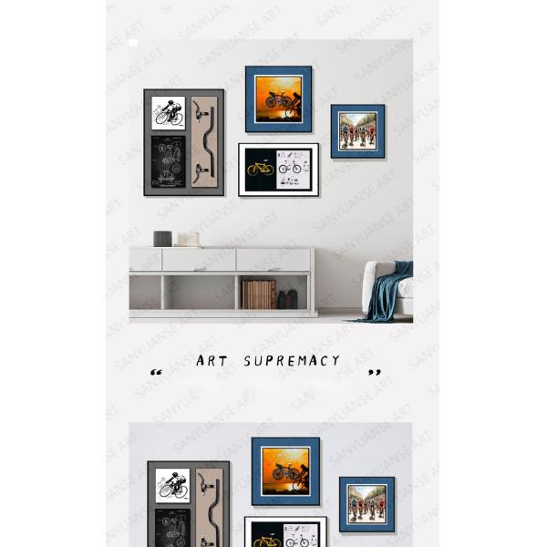 Modern Living Room Sofa Background Wall Painting with Multi-Link Bicycle Combination