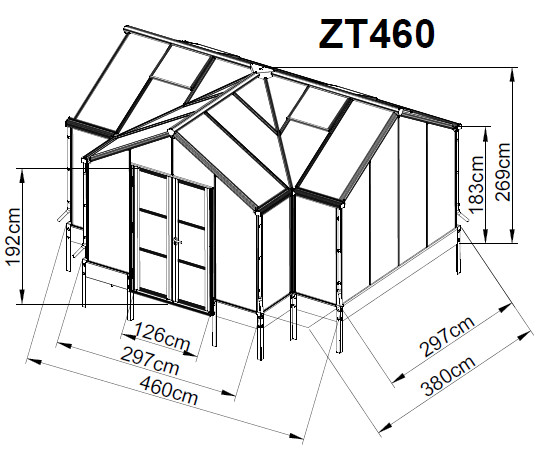 luxury hobby clear glass greenhouse,greenhouse kits with PC , heavy duty aluminum frame 14x14ft