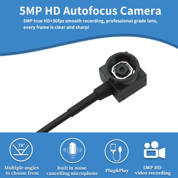 15×15mm HD 5MP cámara USB con micrófono incorporado para videoconferencia