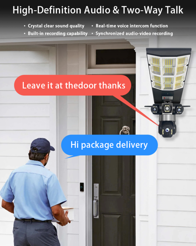 LED Solar Street Light With 4K Ultra HD Camera 30m Night Vision for Outdoor Road