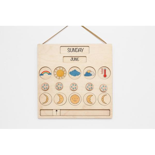 Weather Wooden Calendar Waldorf Learning  Homeschooling Daily Calendar Chart