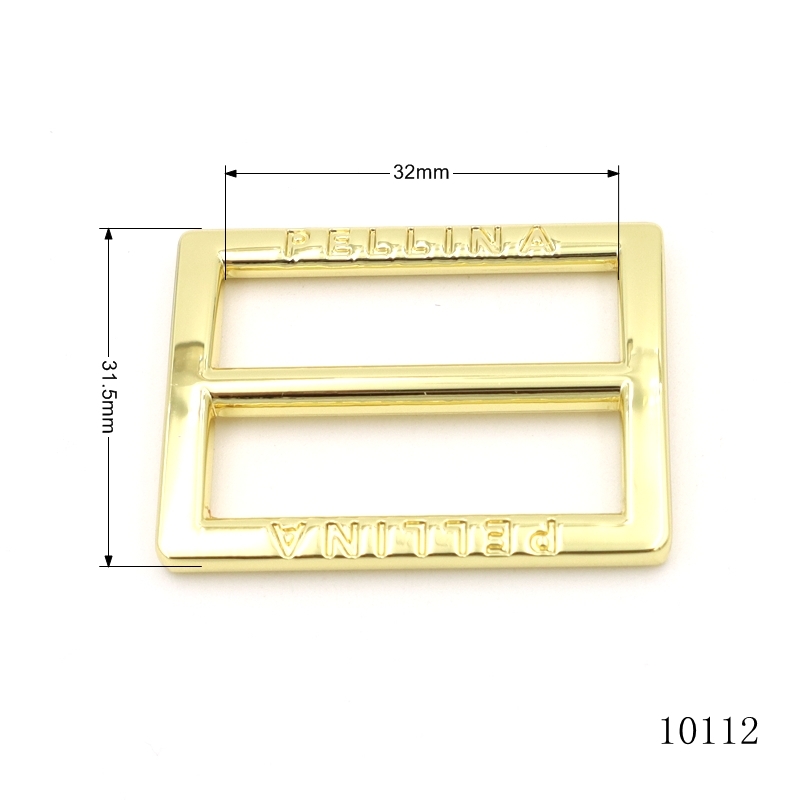 Gold Plated Metal Tri-glider Buckle 32mm Strap Adjusters Custom Logo Slider Buckles