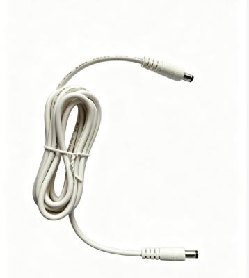 White DC Male To Male Extension Cable, 5.5×2.1mm DC Power Cord