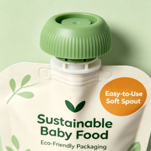 Eco-Friendly Baby Food Pouch with Clear Window - 100% Compostable Sustainable Spout Packaging for Organic Purees