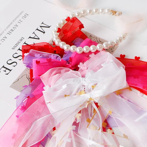 Полиэфирные сердечные органы для волос, луки для волос, ленточные зажимы для красивых аксессуаров для волос бабочек