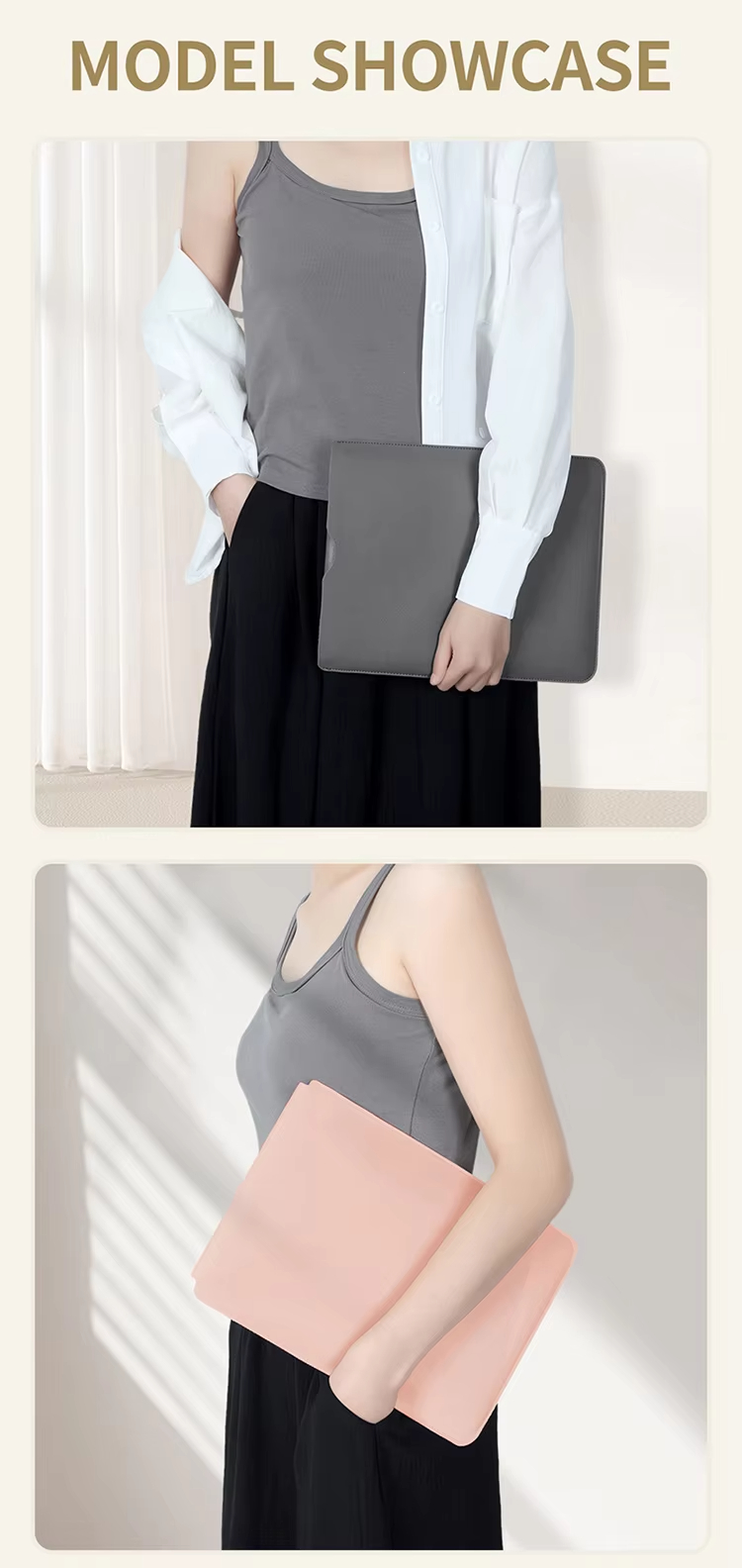 For Laudtec 13 Inch Laptop Sleeve Lightweight PU Leather Carrying Bag with Multiple Functions & Mouse Pad Custom Logo DNB57 Wholesale OEM/ODM/Private Label