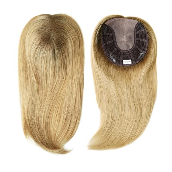 100% European Virgin Hair women Mono hair topper natural color double drawn full end full coverage mono wefted Topper