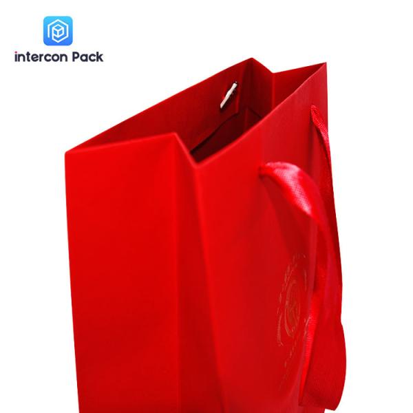 Red Kraft Paper Shopping Bags Eco Friendly FSC Certified With Handles