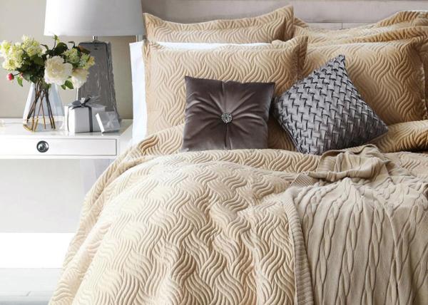 100% Cotton Waves Embroidered Full Size Bed Sets Real Simple 4 Pcs For Home