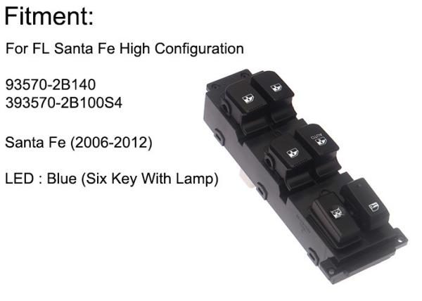 Automatic Hyundai Electric Window Switch High Fe Six Key Blue Light