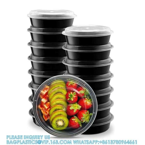 soup bowls for supermarkets Black Round Pp Plastic Soup Containers Disposable Plastic Storage Bowl With Lid