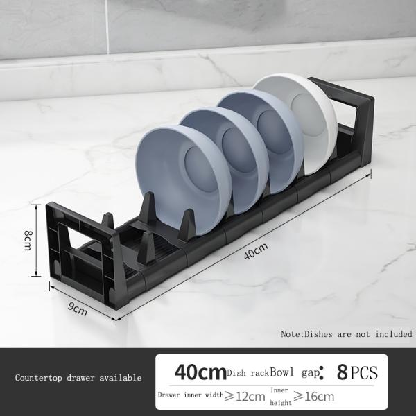 48*16*9.5 cm Dish Holder for Kitchen Cabinet Drawer Dinnerware Retractable Holder