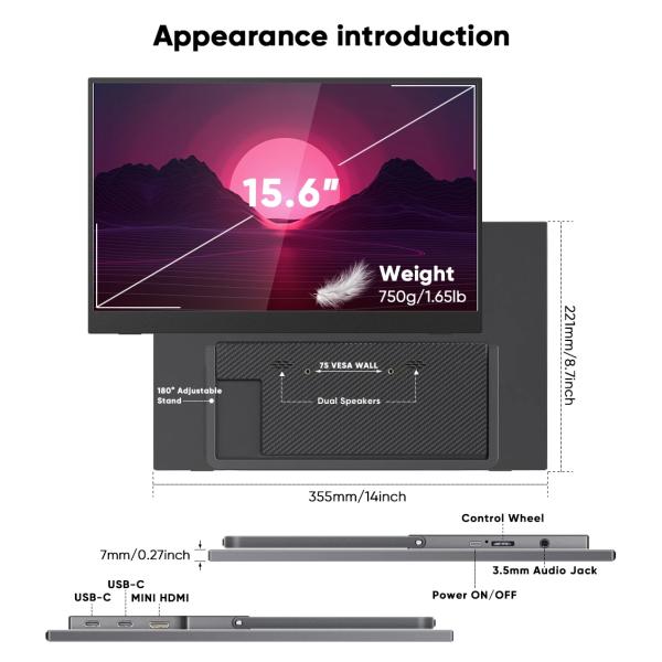 Custom 4K 1080P FHD Portable Gaming Ps4 Attachable Monitor External For Laptop