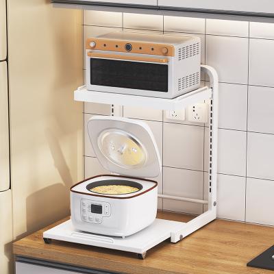 NEW Adjustable with Wheels Multifunctional Wire Mesh Shelf Expandable Microwave Oven Stand Expandable Storage Rack for Kitchen