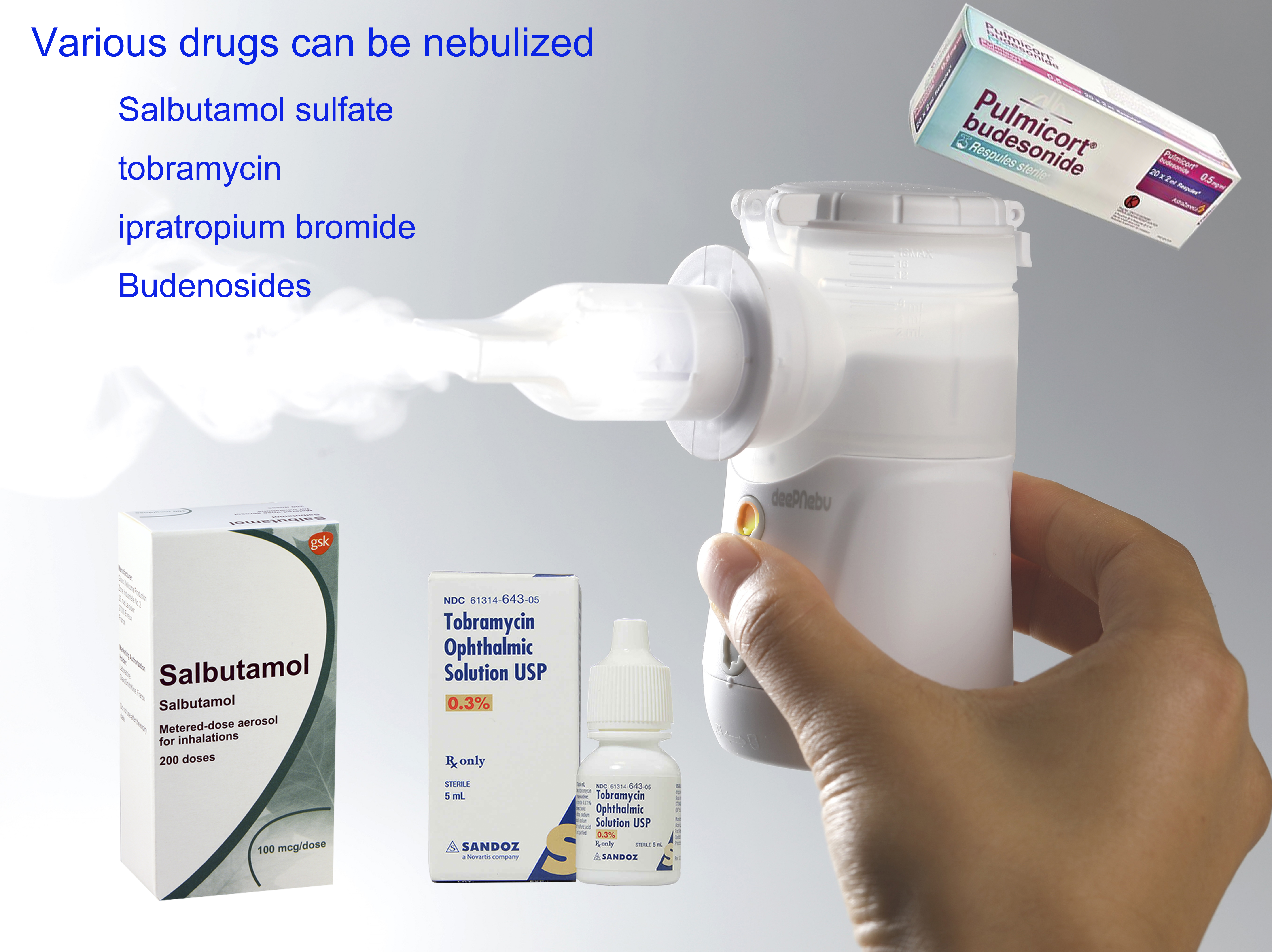 Взрослая обработка машины Nebulizer больницы для холодного DC 3V с маской мундштука