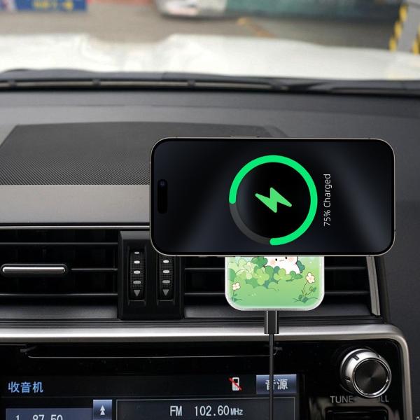 Custom Sublimation Magnetic Wireless Car Charger For IPhone