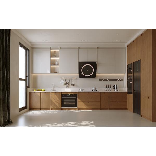 Ensemble de meubles de cuisine modulaires en chêne, couleur bois clair, sur mesure et prêts à l'emploi