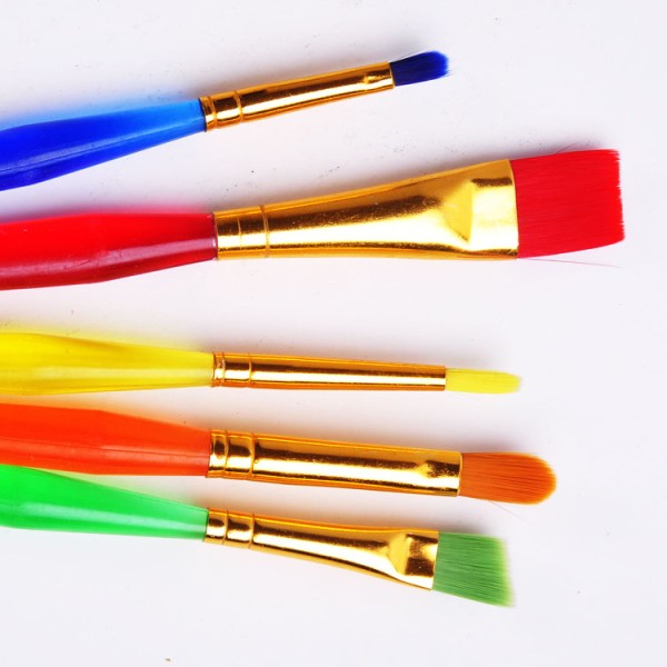 wholesale colorful plastic handle painting nylon brush art brushes for school