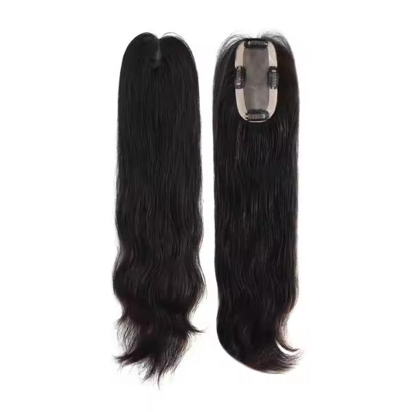 Top Quality 100% Remy Hair Women Toupee 14 16 inch natural black fine mono base Human Hair Toppers 6X12cm