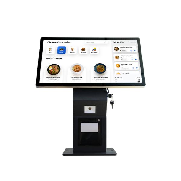 Borne de paiement libre-service murale pour restaurant avec écran tactile 21,5 Android 11.0 - Tout-en-un avec imprimante thermique et lecteur QR