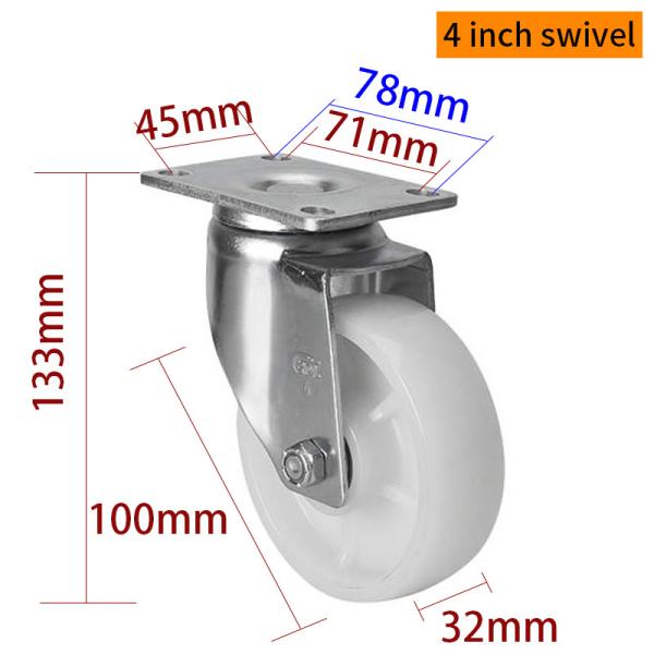4 ruedas de ruedas industriales TPA 75 mm ruedas de ruedas de ruedas con freno 504P-26