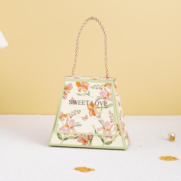 Christmas Square Shopping Candy Logo Printed Paper Bags Custom Order and Shopping Bag