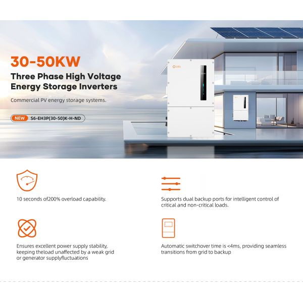 High Efficiency in Stock Hybrid Three 3 Phase High Voltage 10KW 15KW 20KW 30KW 40KW 50KW Solis Solar Inverter
