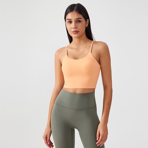 Pink Spaghetti Strap Cropped Yoga Tank Top High Waisted Leggings Set for Yoga