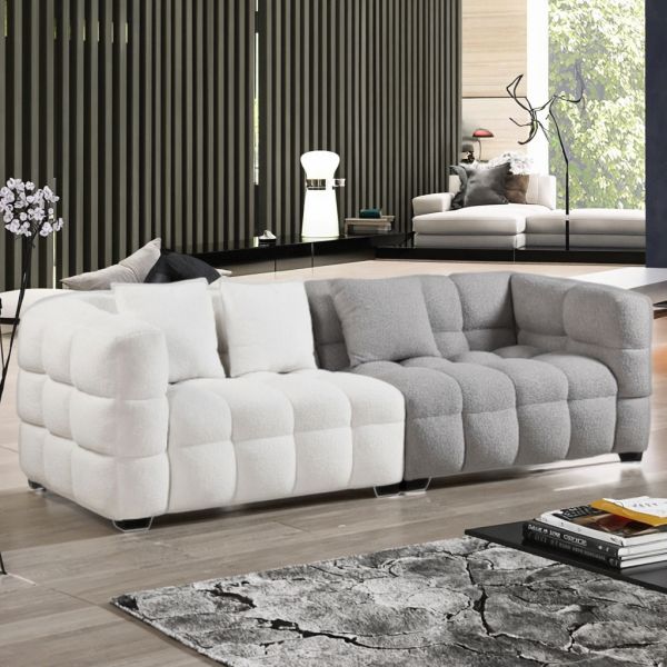 Modern Lounge Sofa for Living Room Furniture White Grey Fabric Sectional Couch Set Modular 2 Seater Upholstered Sofas