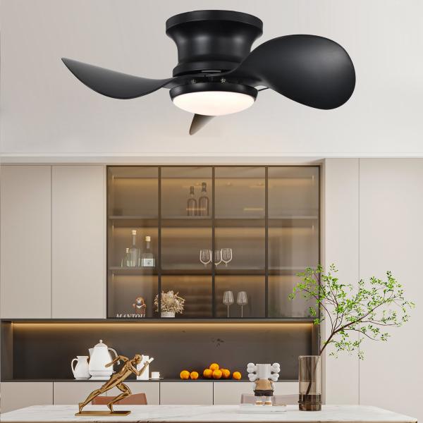 Manufactory  Dimmable LED Flush Mount Ceiling Fan With LED Light Customized