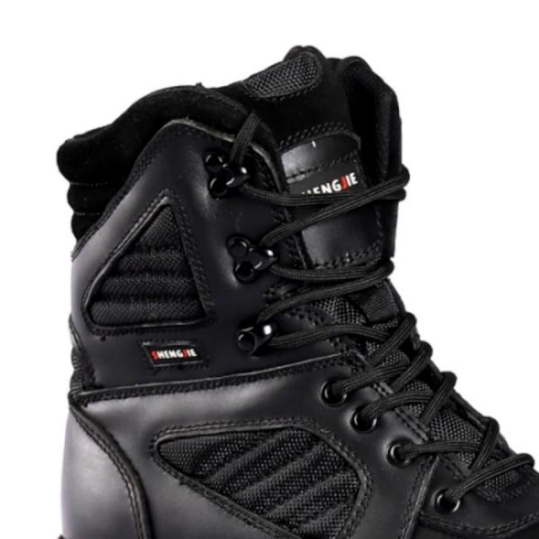 Chaussures de sécurité à orteils en acier noir résistant à la chaleur certifiées ASTM avec une semelle en caoutchouc et une semelle imperméable