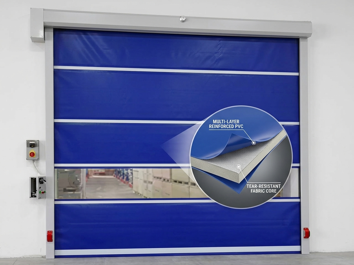 Sensor Activated PVC Industrial High Speed Door For Automatic Car Wash Bay Access