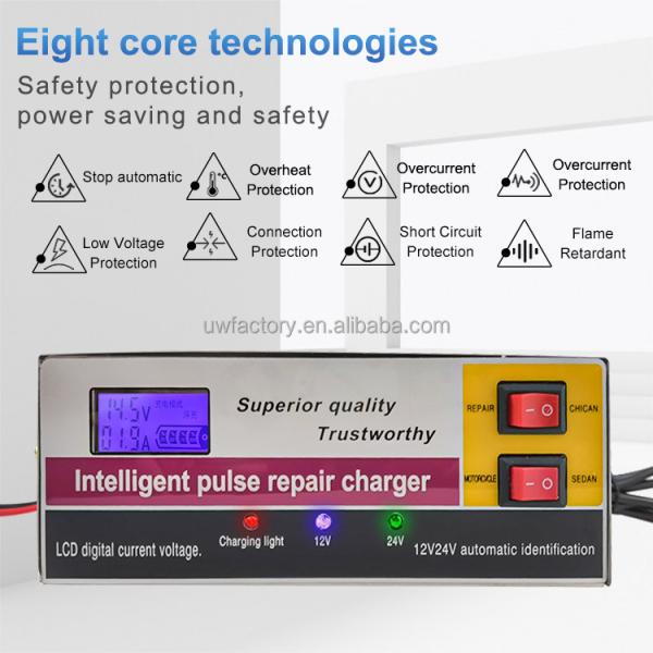 Motorcycle / Scooter Battery Charger 12V 10A 24V 5A Pulse Repair Charger PC Fireproof Material
