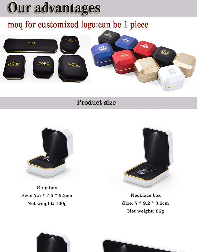 Factory Wholesale Luxury Earrings, Ring Boxes, Jade Pendants, Black LED Lighting, Customized Jewelry Boxes