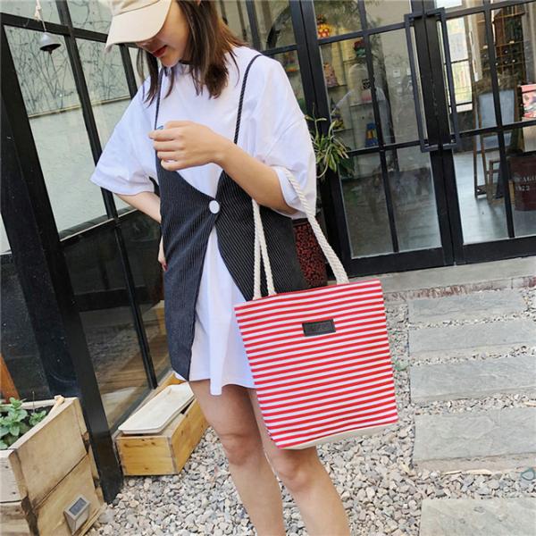 Хозяйственные сумки холста женщин голубые/красные цветы/черноты Стрипед с ручками веревочки