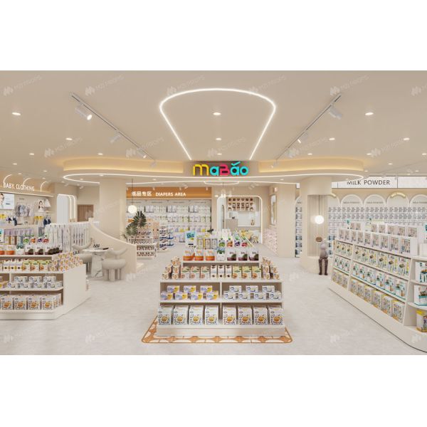 BBC013 Présentoir de magasin de marque - Cabinet de magasin peu encombrant - Présentoir de magasin pour bébé - Design de magasin