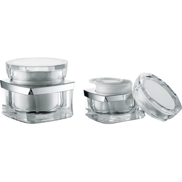 JL-JR811 PMMA Double Wall Cream Jar 30g 50g Square Cream Jars For Cosmetics